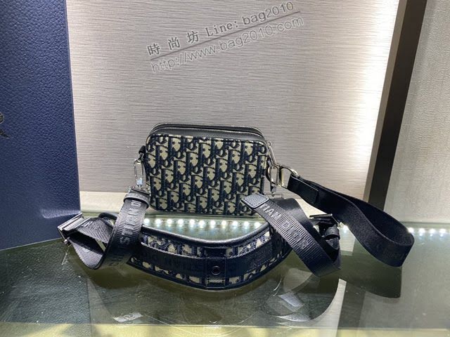Dior男女同款包 迪奧拉鏈款老花刺繡相機包 Dior肩背斜挎包  dfk1507